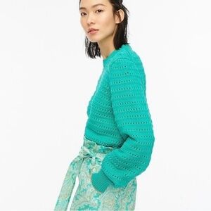 NWT J. Crew Green Balloon Sleeve Sweater Size L